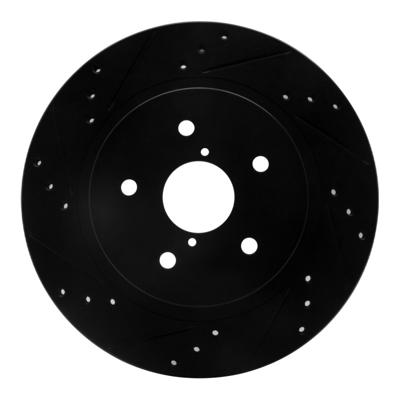 Subaru Outback Brake Rotor (1) - Rear Left - R1 Concepts - Drilled & Slotted - Black - `15-`25